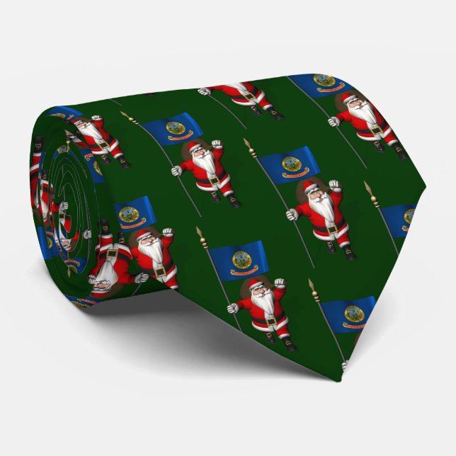Santa Claus With Flag Of  Idaho Tie (Rolled)