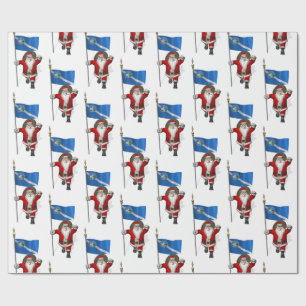 Santa Claus With Flag Of Las Vegas Wrapping Paper