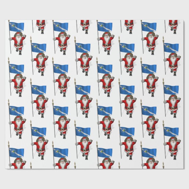 Santa Claus With Flag Of Las Vegas Wrapping Paper (Flat)