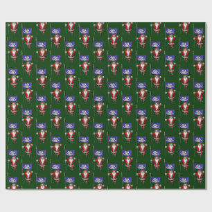 Santa Claus With Flag Of  Louisiana Wrapping Paper