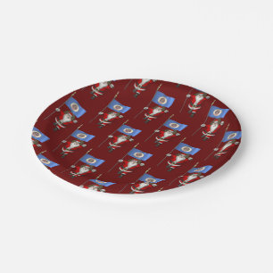 Santa Claus With Flag Of Minnesota Paper Plate