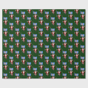Santa Claus With Flag Of Minnesota Wrapping Paper