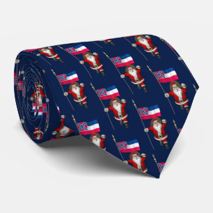 Santa Claus With Flag Of Mississippi Tie