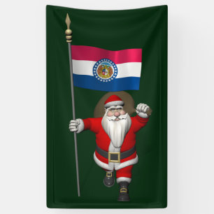Santa Claus With Flag Of Missouri Banner