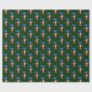 Santa Claus With Flag Of Montana Wrapping Paper