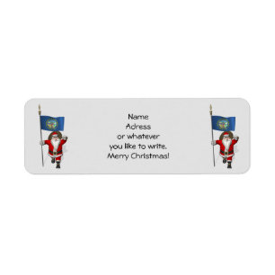 Santa Claus With Flag Of Nebraska Return Address Label
