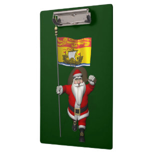 Santa Claus With Flag Of New Brunswick CDN Clipboard