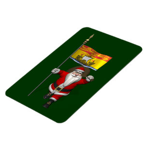 Santa Claus With Flag Of New Brunswick CDN Magnet