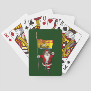 Santa Claus With Flag Of New Brunswick CDN Playing Cards