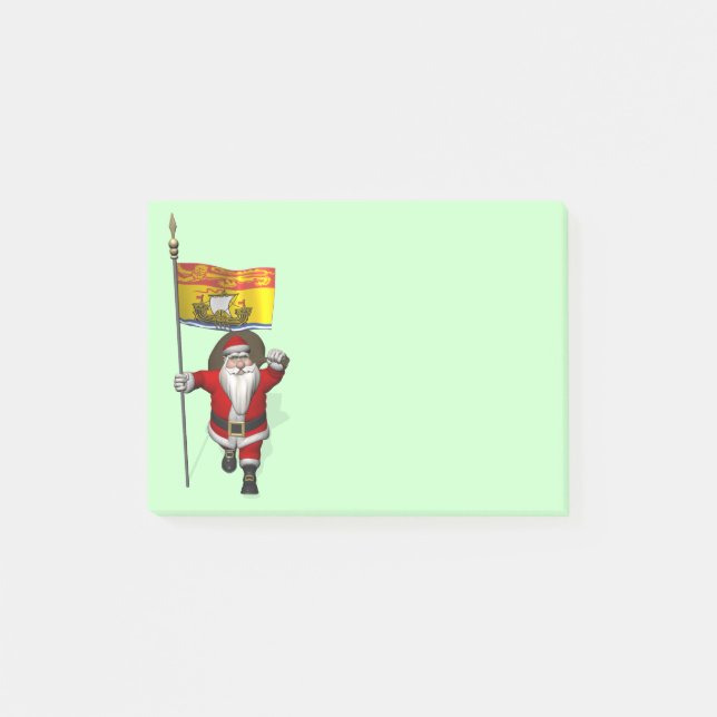 Santa Claus With Flag Of New Brunswick CDN Post-it Notes (Front)