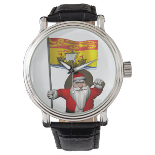 Santa Claus With Flag Of New Brunswick CDN Watch