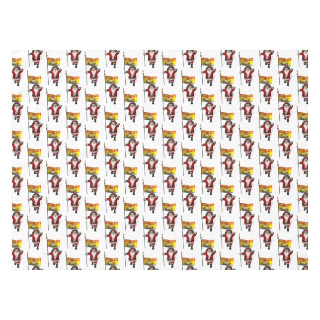 Santa Claus With Flag Of New Brunswick Tablecloth (Front (Horizontal))
