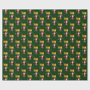 Santa Claus With Flag Of New Brunswick Wrapping Paper