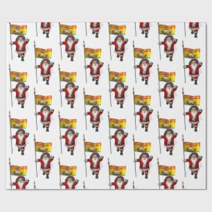Santa Claus With Flag Of New Brunswick Wrapping Paper