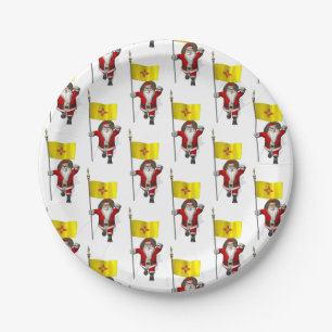 Santa Claus With Flag Of New Mexico Paper Plate