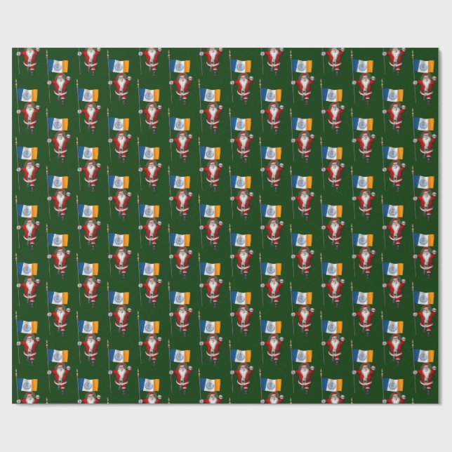 Santa Claus With Flag Of New York City Wrapping Paper (Flat)