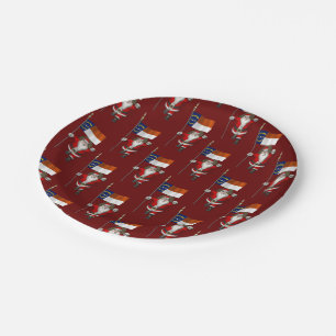 Santa Claus With Flag Of North Carolina Paper Plate