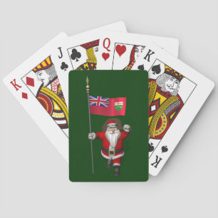 Santa Claus With Flag Of Ontario CDN Playing Cards