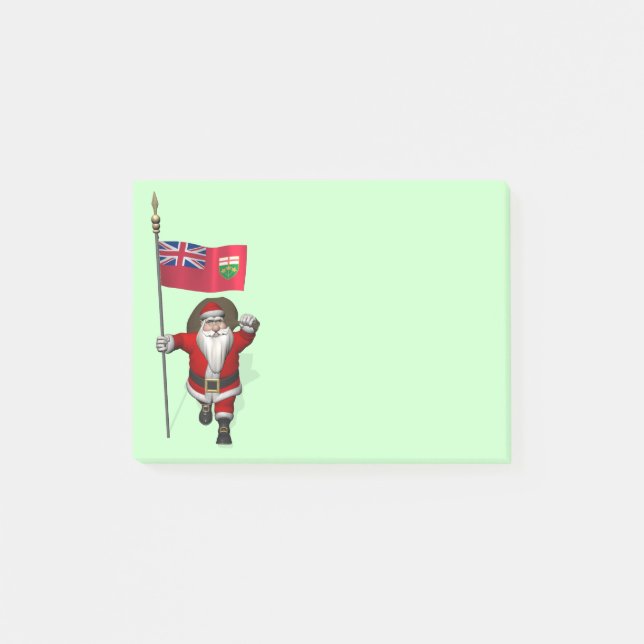 Santa Claus With Flag Of Ontario CDN Post-it Notes (Front)