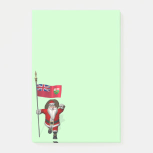 Santa Claus With Flag Of Ontario CDN Post-it Notes