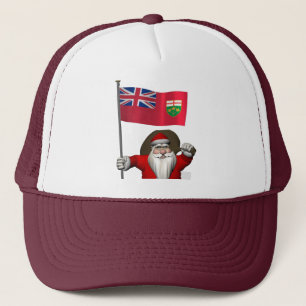 Santa Claus With Flag Of Ontario CDN Trucker Hat