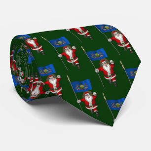 Santa Claus With Flag Of  Pennsylvania Tie