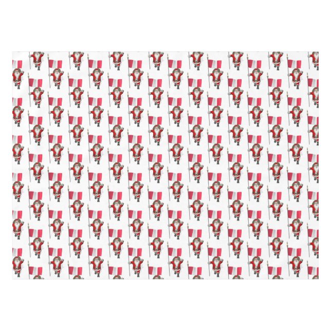 Santa Claus With Flag Of Peru Tablecloth (Front (Horizontal))