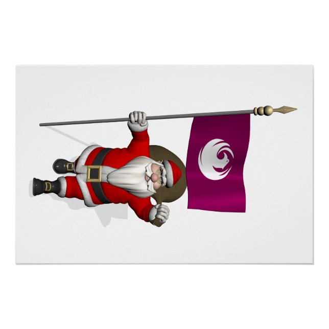 Santa Claus With Flag Of Phoenix AZ Poster (Front)