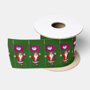 Santa Claus With Flag Of Phoenix AZ Satin Ribbon