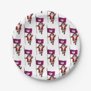 Santa Claus With Flag Of Phoenix Paper Plate