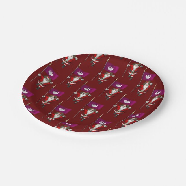 Santa Claus With Flag Of Phoenix Paper Plate (Angled)