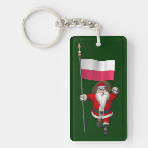 Santa Claus With Flag Of Poland Key Ring