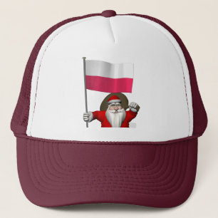 Santa Claus With Flag Of Poland Trucker Hat