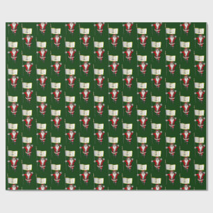 Santa Claus With Flag Of Rhode Island Wrapping Paper