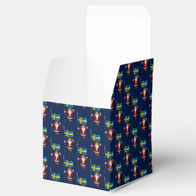 Santa Claus With Flag Of Sweden Favour Box (Opened)
