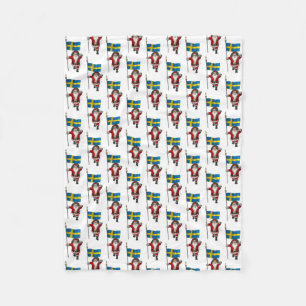 Santa Claus With Flag Of Sweden Fleece Blanket