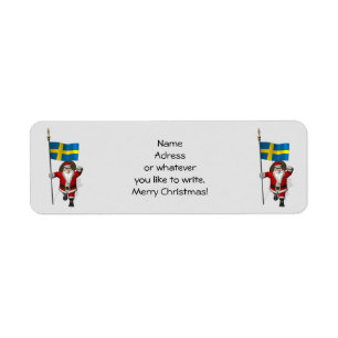 Santa Claus With Flag Of Sweden Return Address Label
