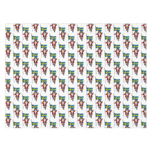 Santa Claus With Flag Of Sweden Tablecloth