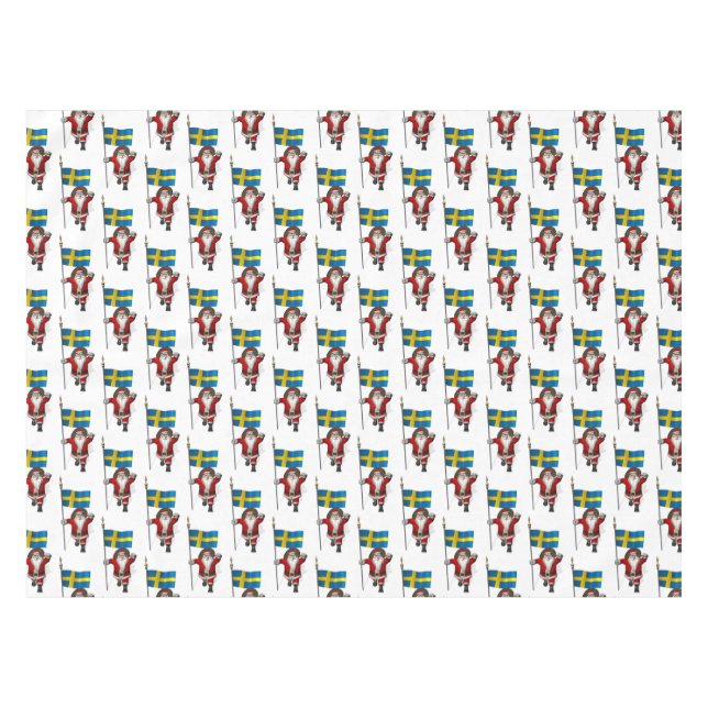 Santa Claus With Flag Of Sweden Tablecloth (Front (Horizontal))