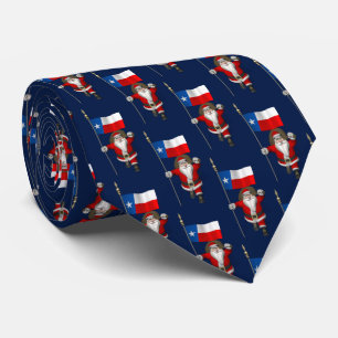 Santa Claus With Flag Of Texas Tie