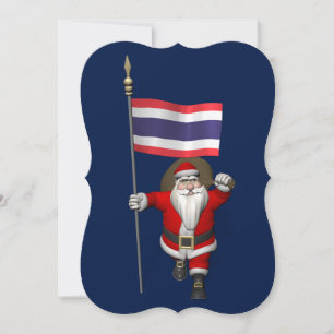 Santa Claus With Flag Of Thailand Holiday Card