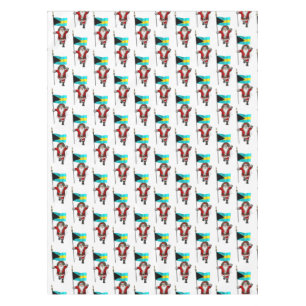 Santa Claus With Flag Of The Bahamas Tablecloth