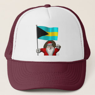 Santa Claus With Flag Of The Bahamas Trucker Hat