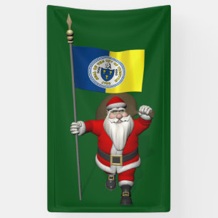 Santa Claus With Flag Of Trenton New Jersey Banner