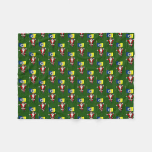 Santa Claus With Flag Of Trenton NJ Fleece Blanket