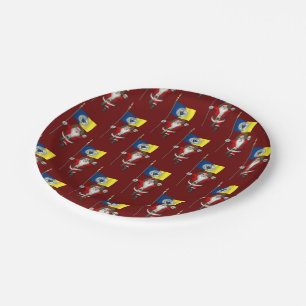 Santa Claus With Flag Of Trenton NJ Paper Plate