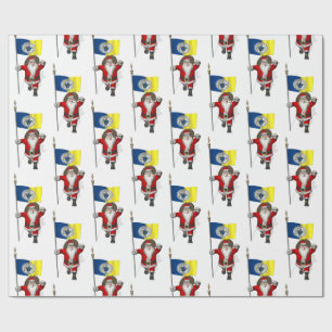 Santa Claus With Flag Of Trenton NJ Wrapping Paper