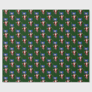 Santa Claus With Flag Of Virginia Wrapping Paper