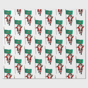 Santa Claus With Flag Of  Washington Wrapping Paper