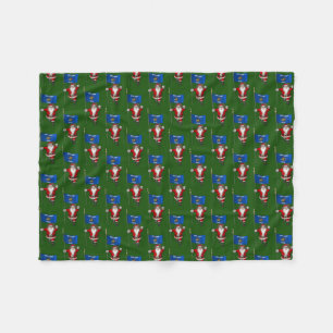 Santa Claus With Flag Of Wisconsin Fleece Blanket